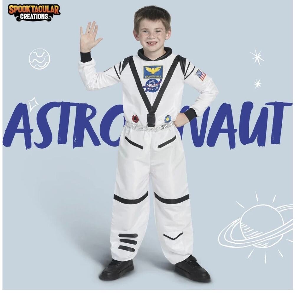 Spooktacular Creations Astronaut Costume Jumpsuit White Space Suit 3T (3-4 Yrs)
